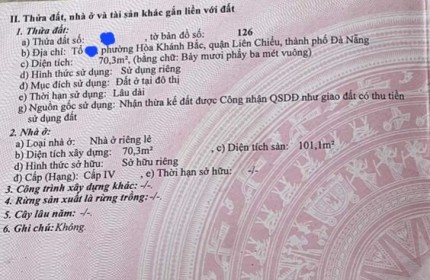 Bán nhà mặt tiền đường Ngô Sĩ Liên - Liên Chiểu - Đà Nẵng